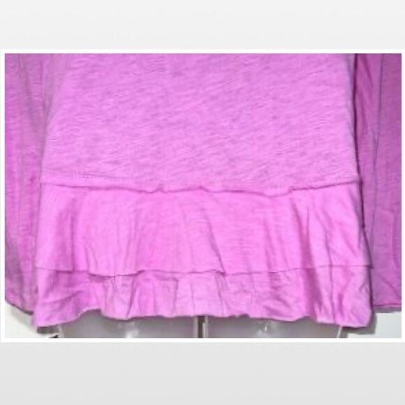 New Falls Creek Top Womens Medium Bright Pink Ruffle Hem Long Sleeve - Picture 10 of 16